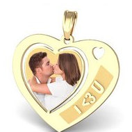 Heart with "I <3 U" Etched Pendant