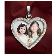 New! Diamond Heart Photo Pendant Picture Charm