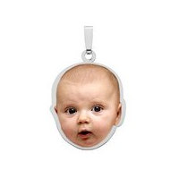 Photo Jewelry: 14K White Gold Outlined Photo Pendant