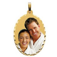 Large Oval Pendant with Diamond Cut Edge Photo Pendant Picture Charm