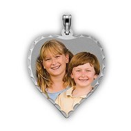Petite Heart with Diamond Cut Edge Photo Pendant Picture Charm