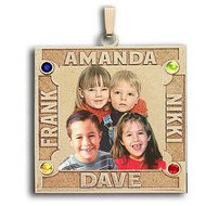 Square Photo Pendant w/ 4 Names Etched