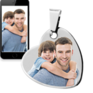 Photo Engraveable Stainless Steel Dangle Heart