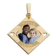 Diamond Shape Pendant w/ 2 Names