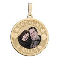 Round Pendant w/ Two Names Etched