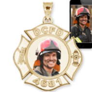 Firefighter Badge Photo Pendant Picture Charm with Name and Number