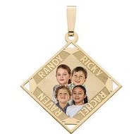 Large Diamond Shaped Pendant w/ 4 Names