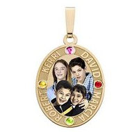 Oval W/ 4 Names Etched and 4 Birthstones
