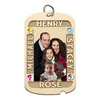 Sterling Silver Dog Tag Personalized with up to 4 Names and 4 Birthstones