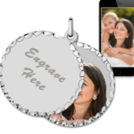 14K White Gold Round Swivel Photo Pendant Picture Charms