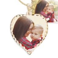 Small Heart Pendant with Diamond Cut Edge Photo Pendant Picture Charm