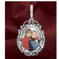 New! 14K White Gold Diamond Oval Photo Pendant Picture Charm