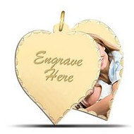 14K Yellow Gold Heart Swivel Photo Pendant Picture Charms
