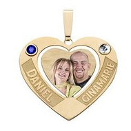 Heart Pendant w/ 2 Names and Birthstones