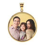 Large Round w/ bezel frame and protective crystal Picture Pendant