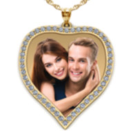 14k Yellow Large Diamond Heart Photo Pendant Picture Charm