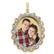 Large Oval with Diamond Frame Photo Pendant Picture Charm