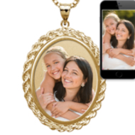 Oval with Rope Frame Photo Pendant Picture Charm
