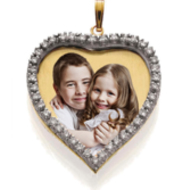 Medium Diamond Heart Photo Pendant Picture Charm
