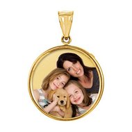 Medium Round w/ bezel frame &amp; Protective Crystal Photo Pendant