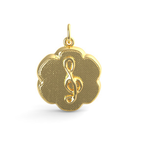 Treble Clef Scalloped Disc Charm