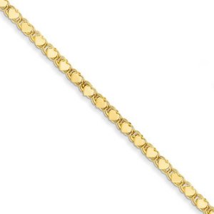 14k Polished Double Sided Heart Anklet