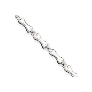 Sterling Silver Solid Polished Fancy Bone Link Anklet