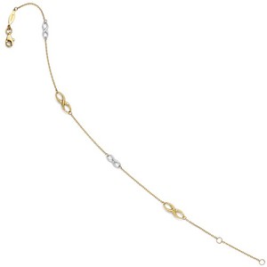 14k Yellow Gold Two Tone Infinity Charm Anklet