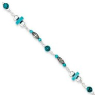 Sterling Silver 9 Turquoise Anklet Bracelet