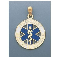 14K GOLD WITH BLUE ENAMEL EMT CHARM
