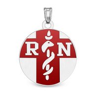 Sterling Silver RN Pendant W/ Red Enamel