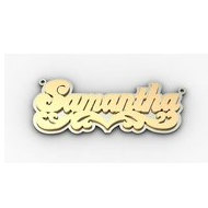 Script Style Heart "Double" Two Tone Name Plate