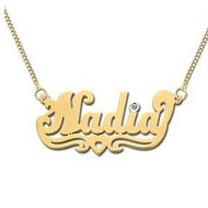 "Script" Style Horizontal Name Plate w/ Diamond Accent