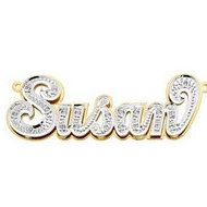 14K Gold Diamond Double Name Plate