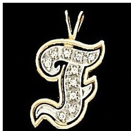 Initial "F" Two Tone in 14K White & Yellow Gold