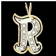 Initial "R" Two Tone in 14K White & Yellow Gold