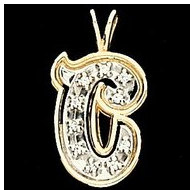 Initial "C" Two Tone in 14K White & Yellow Gold