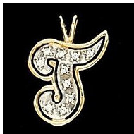 Initial "T" Two Tone in 14K White & Yellow Gold