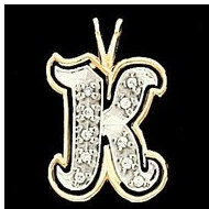 Initial "K" Two Tone in 14K White & Yellow Gold