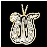 Initial "W" Two Tone in 14K White & Yellow Gold