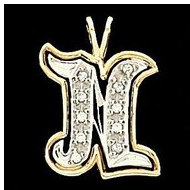 Initial "N" Two Tone in 14K White & Yellow Gold