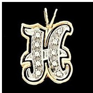 Initial "H" Two Tone in 14K White & Yellow Gold