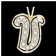 Initial "V" Two Tone in 14K White & Yellow Gold