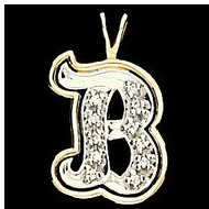 Initial "B" Two Tone in 14K White & Yellow Gold