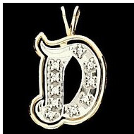 Initial "D" Two Tone in 14K White & Yellow Gold