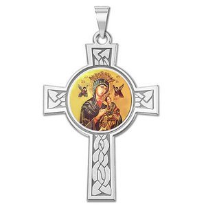 Our Lady of Perpetual Help Cross Religious Medal   Color EXCLUSIVE 