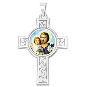 Saint Joseph Cross Religious Medal   Color EXCLUSIVE 