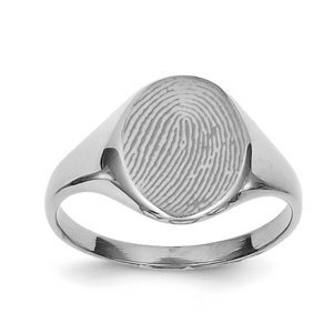 Custom Women s Fingerprint Oval Signet Ring