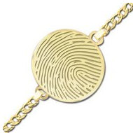 Round Thumbprint/Footprint Engraved Bracelet w/ Curb Chain