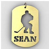 Personalized Hockey Player Name Dog Tag Cut-Out Pendant